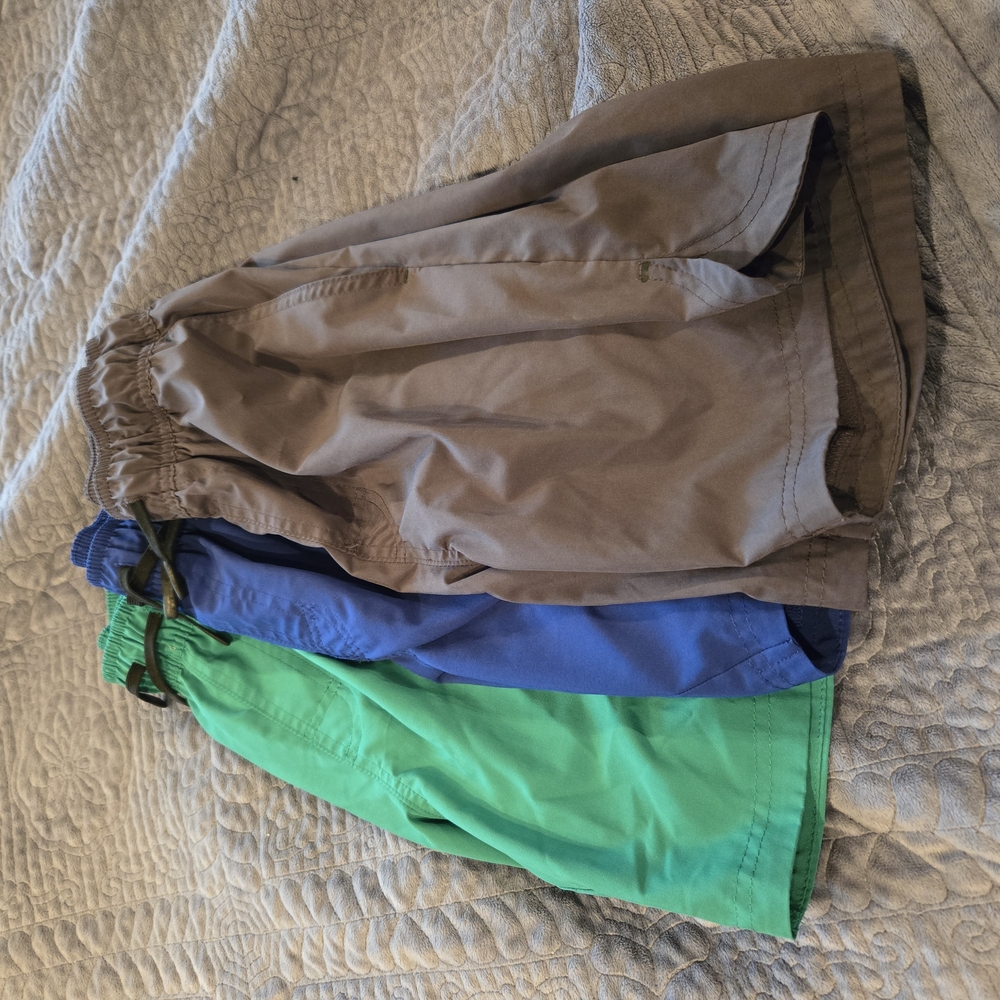 Set of Three Men's Casual Shorts in Brown, Blue, and Green